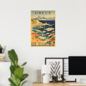 Poster Vintage voyage - Grèce (Bureau à domicile)