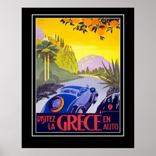 Poster Vintage voyage Grèce Grande taille (Devant)