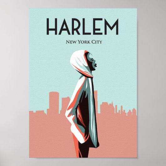 Poster Vintage voyage Harlem New York (Devant)