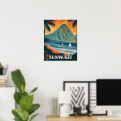 Poster Vintage voyage Hawaï (Bureau à domicile)