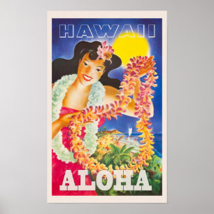 Poster Vintage voyage Hawaii