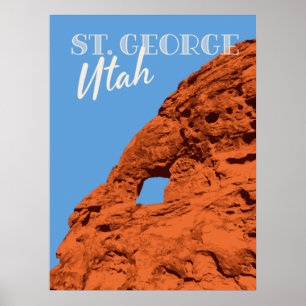 Poster Vintage voyage Hike St. George Utah formation roch
