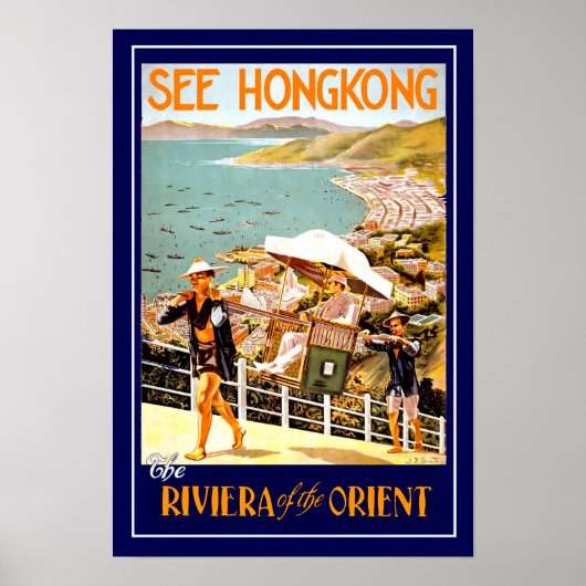 Poster Vintage voyage Hong Kong (Devant)
