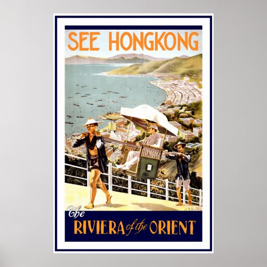 Poster Vintage voyage "Hong Kong" (Devant)