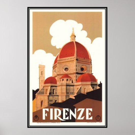 Poster Vintage Voyage Italie, Florence - (Devant)