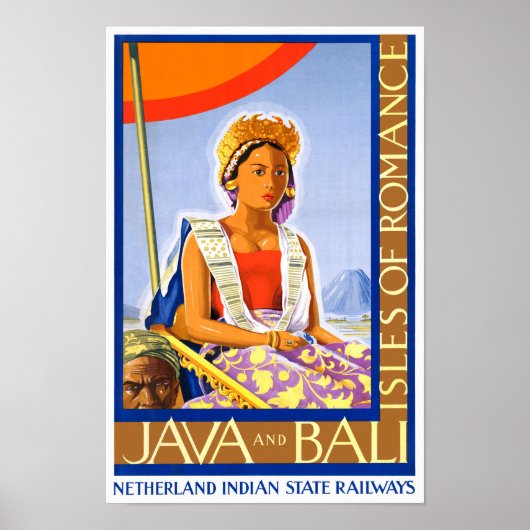 Poster Vintage voyage Java et Bali restauré (Devant)