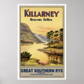 Poster Vintage voyage Killarney Irlande (Devant)