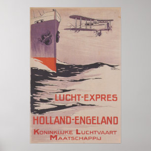 Poster Vintage voyage KLM Lucht-Express Poster