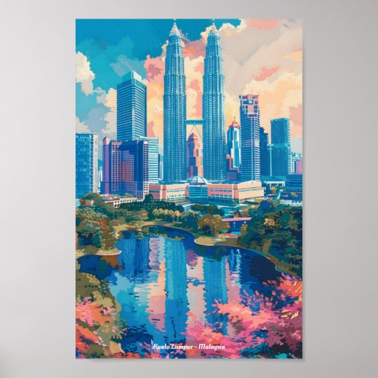 Poster Vintage voyage Kuala Lumpur Malaisie (Devant)