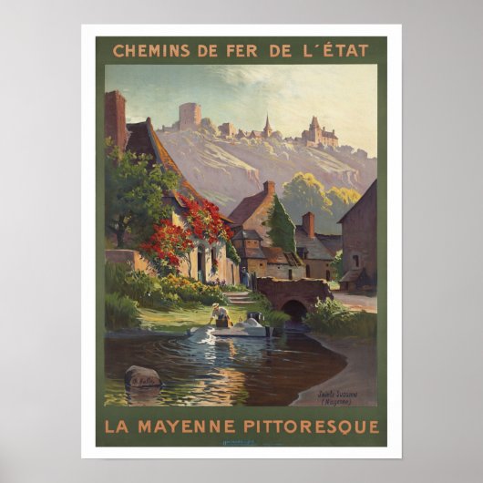 Poster Vintage voyage La Mayenne Pittoresque France (Devant)