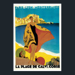 Poster Vintage voyage, La Plage De Calvi France<br><div class="desc">Vintage voyage La Plage De Calvi Corse France Affiches De Voyage.</div>