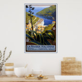 Poster Vintage voyage "La Riviera Italienne" (Cuisine)