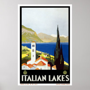 Poster Vintage voyage "Lacs italiens"