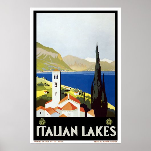 Poster Vintage voyage "Lacs italiens" (Devant)