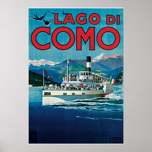 Poster Vintage voyage Lago Di Como (Devant)