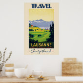 Poster Vintage voyage Lausanne Suisse (Cuisine)