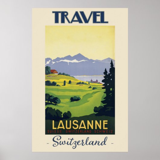 Poster Vintage voyage Lausanne Suisse (Devant)