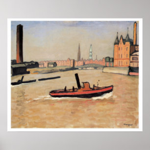 Poster Vintage voyage Le Port de Hambourg Allemagne