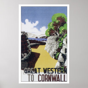 Poster Vintage voyage les Cornouailles Angleterre