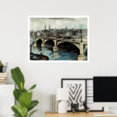 Poster Vintage voyage London Bridge, Angleterre (Bureau à domicile)