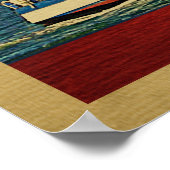 Poster Vintage voyage Maine Sailboat (Coin)