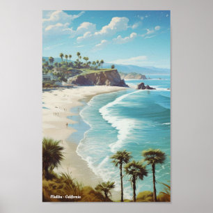 Poster Vintage voyage Malibu California USA