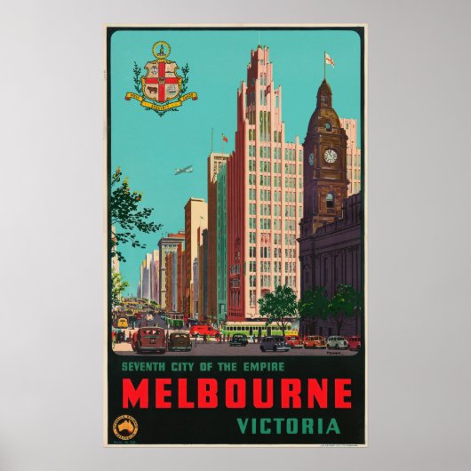 Poster Vintage voyage - Melbourne - Australie (Devant)