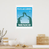 Poster Vintage voyage Mexique Souvenir Playa del Carmen (Cuisine)
