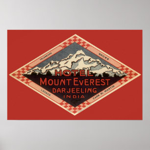 Poster Vintage voyage, Mont Everest, Darjeeling Inde