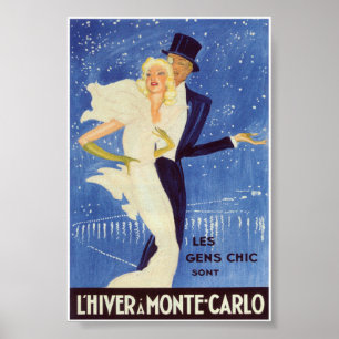 Poster Vintage voyage Monte Carlo