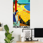 Poster Vintage voyage Monte Carlo (Bureau à domicile)