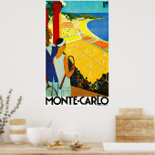 Poster Vintage voyage Monte Carlo (Cuisine)