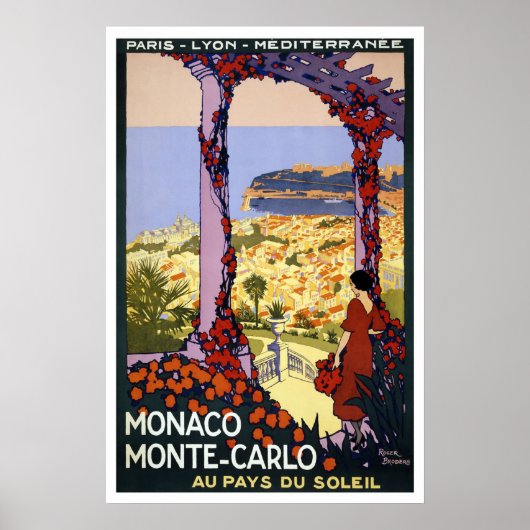 Poster Vintage voyage Monte-Carlo de Monaco (Devant)