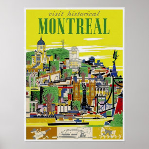 Poster Vintage voyage - Montréal - Québec - Canada