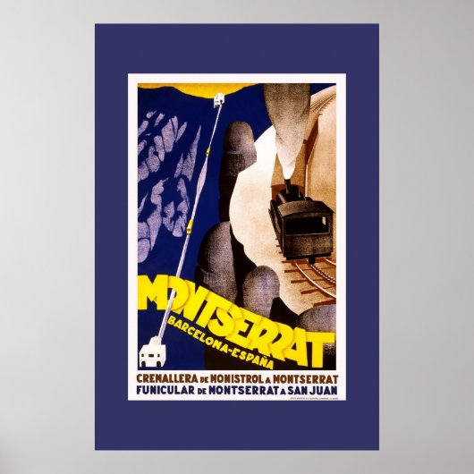 Poster Vintage voyage Montserrat Espagne (Devant)