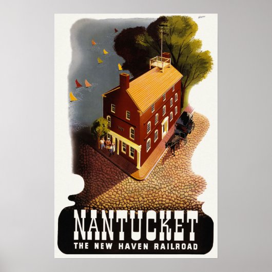 Poster Vintage voyage Nantucket (Devant)