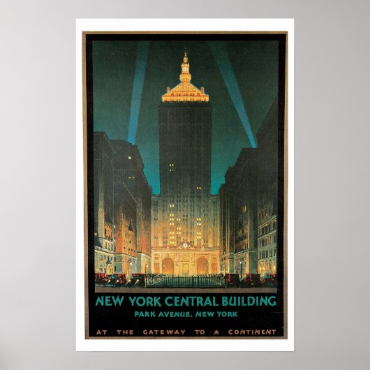 Poster Vintage voyage, New York Central Building (Devant)