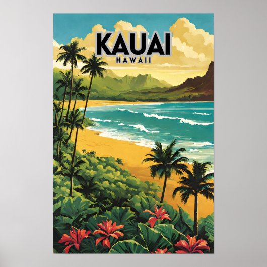 Poster Vintage voyage nostalgique de Kauai Hawaii (Devant)