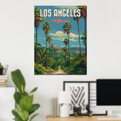 Poster Vintage voyage Palm Tree de Los Angeles (Bureau à domicile)
