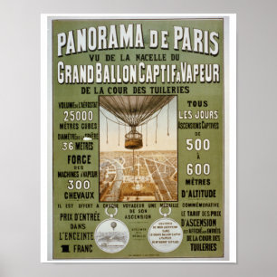 Poster Vintage voyage Panorama de Paris