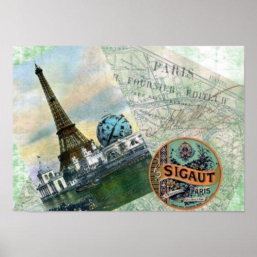 Poster Vintage voyage Paris (Devant)