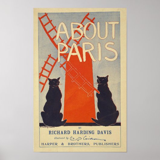 Poster Vintage voyage Paris France (Devant)