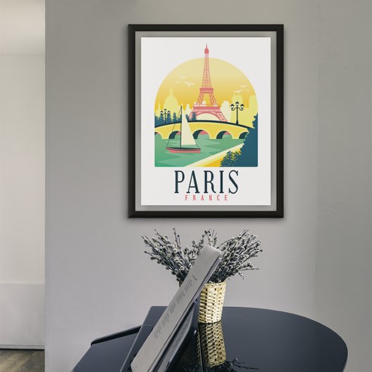 Poster Vintage voyage Paris France