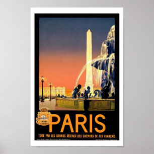 Poster Vintage voyage Paris France Europe