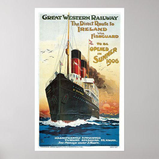 Poster Vintage voyage Passenger Ship England (Devant)