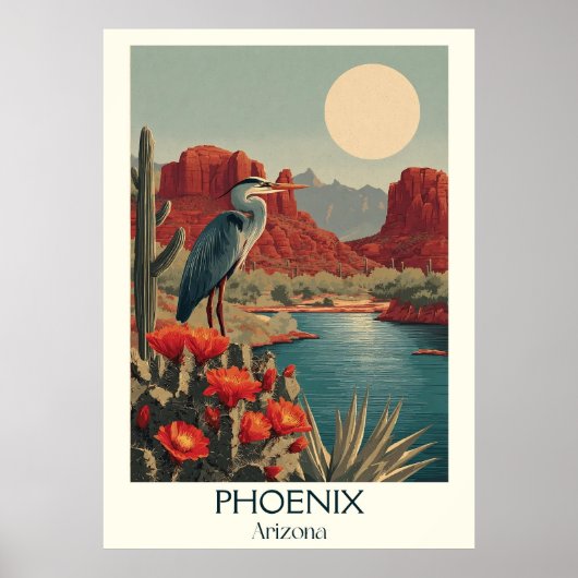 Poster Vintage voyage Phoenix Arizona | Retro Sono (Devant)