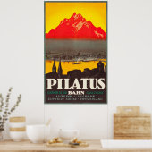 Poster Vintage voyage Pilatus Bahn Switzerland (Cuisine)