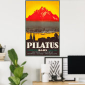 Poster Vintage voyage Pilatus Bahn Switzerland (Bureau à domicile)