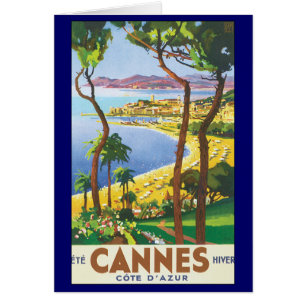 Poster Vintage voyage, Plage de Cannes, France