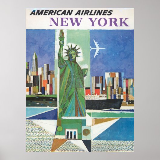 Poster Vintage voyage pour American Airlines (Devant)